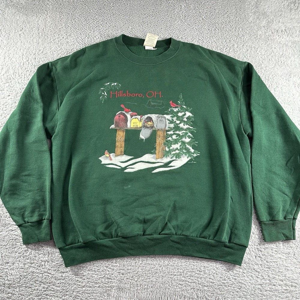 VINTAGE Nature Destination Crewneck Sweater‎ Mens XL Hillsboro Ohio Cardinals